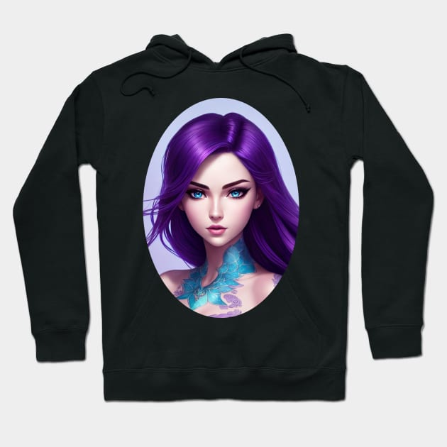 Mermaid With Purple Hair Hoodie by get2create